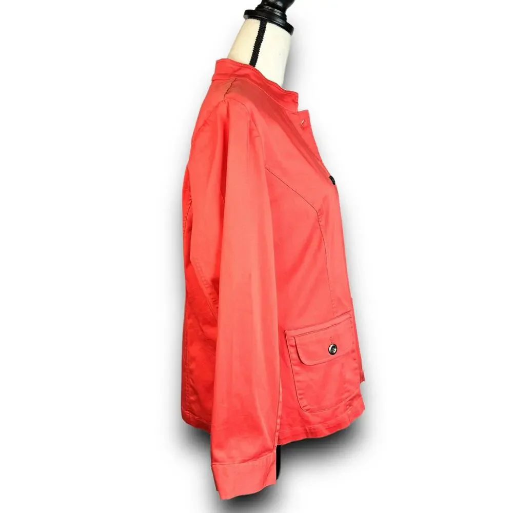 Additions by Chicos Lightweight Jacket Button Front Spring Coral Color Size 12